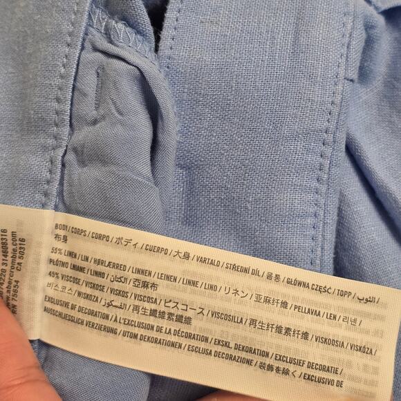 Abercrombie & Fitch Linen Blend Wide Leg Pants Blue Sz M High Rise Resortwear - Picture 4 of 11